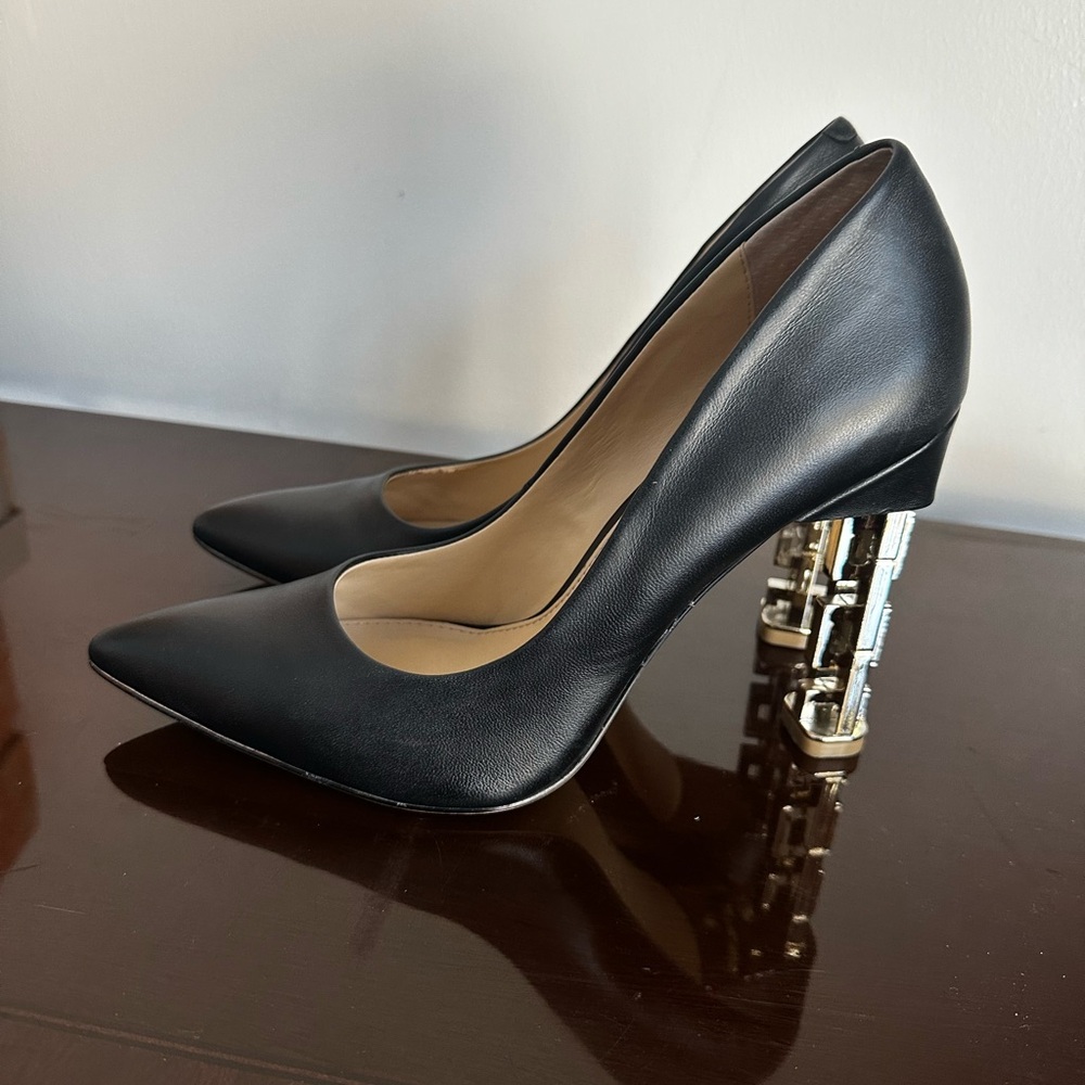 Black High Heels with Sculptural Heel and Pointed Toe